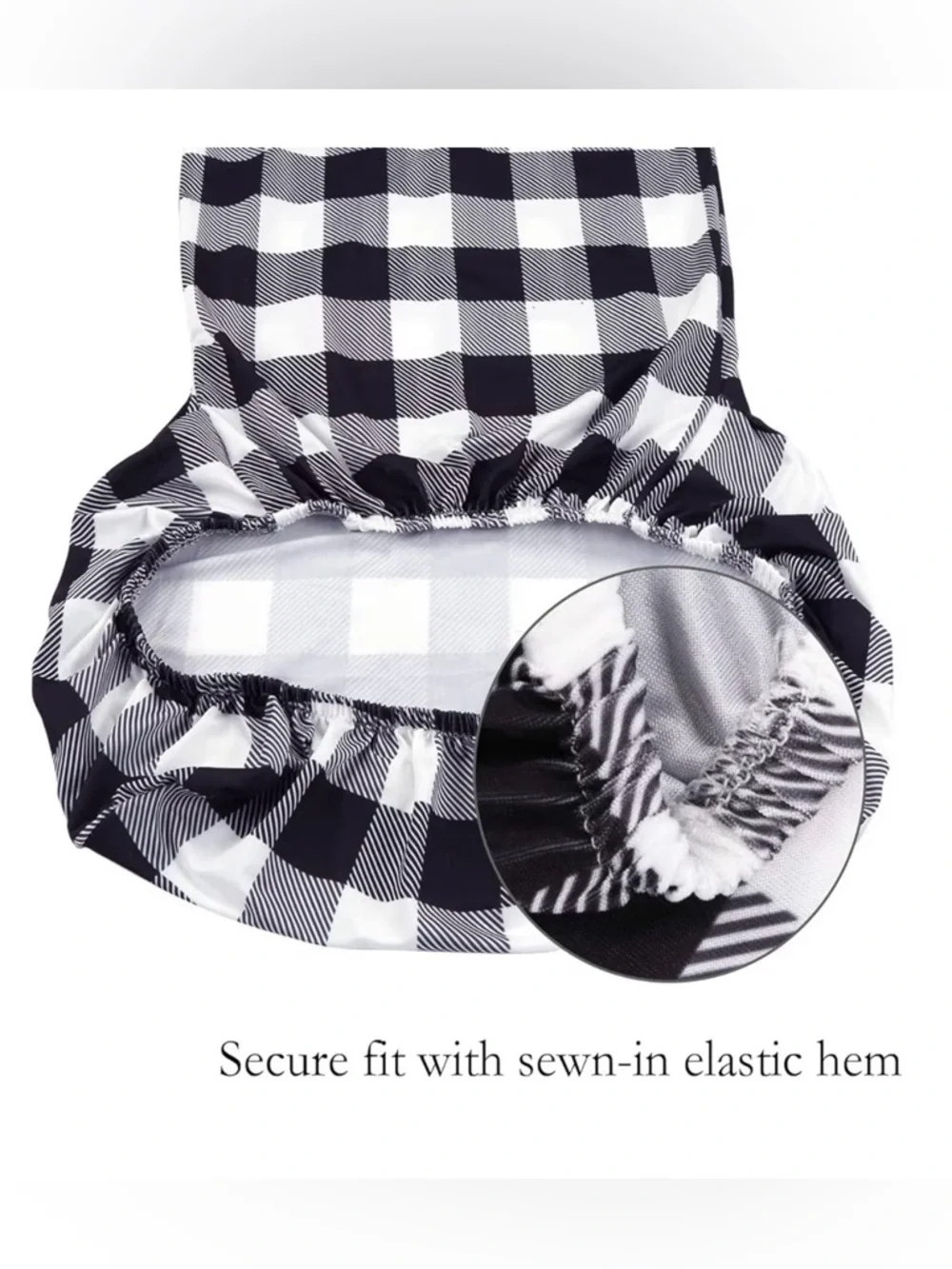 Set of 4 Black & White Buffalo Plaid Farmhouse Dining Chair Slipcovers NIB